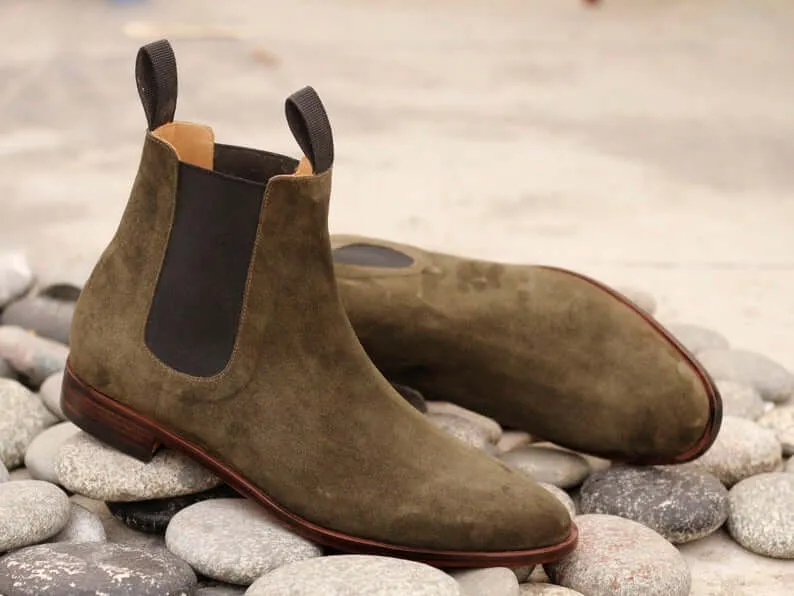 Awesome Handmade Men's Brown Suede Chelsea Boots, Men Ankle Boots, Men Designer Boots