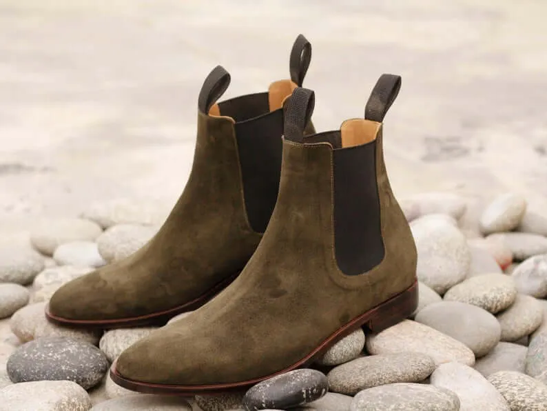 Awesome Handmade Men's Brown Suede Chelsea Boots, Men Ankle Boots, Men Designer Boots