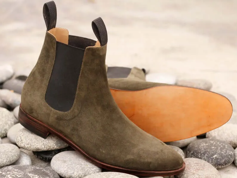 Awesome Handmade Men's Brown Suede Chelsea Boots, Men Ankle Boots, Men Designer Boots