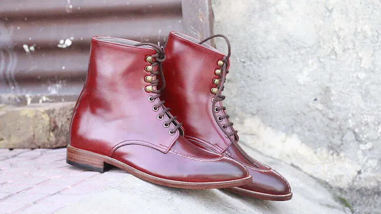 Awesome Handmade Men's Burgundy Leather Split Toe Boots, Men Fashion Ankle Boots