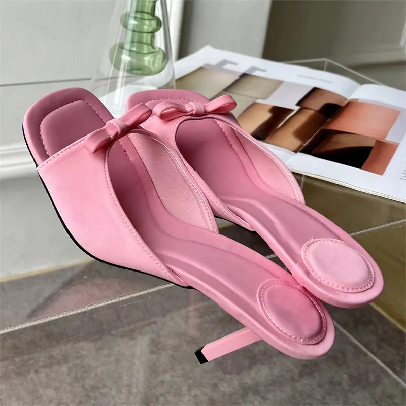 Bow-knot Satin High Heel Sandals