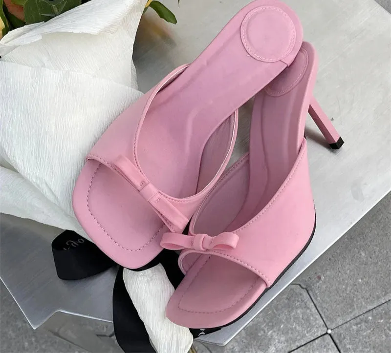 Bow-knot Satin High Heel Sandals