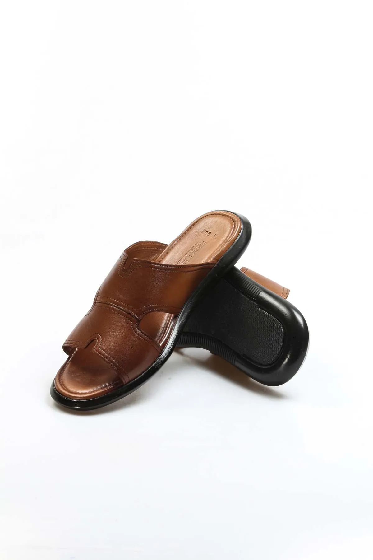 Brown Open Toe Leather Sandals-Wessi