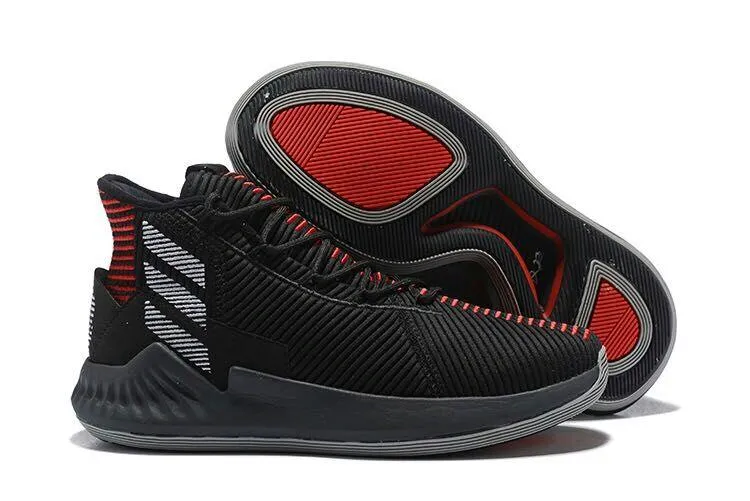 D Rose 9 Basketball Black White And Red Line Sneakers