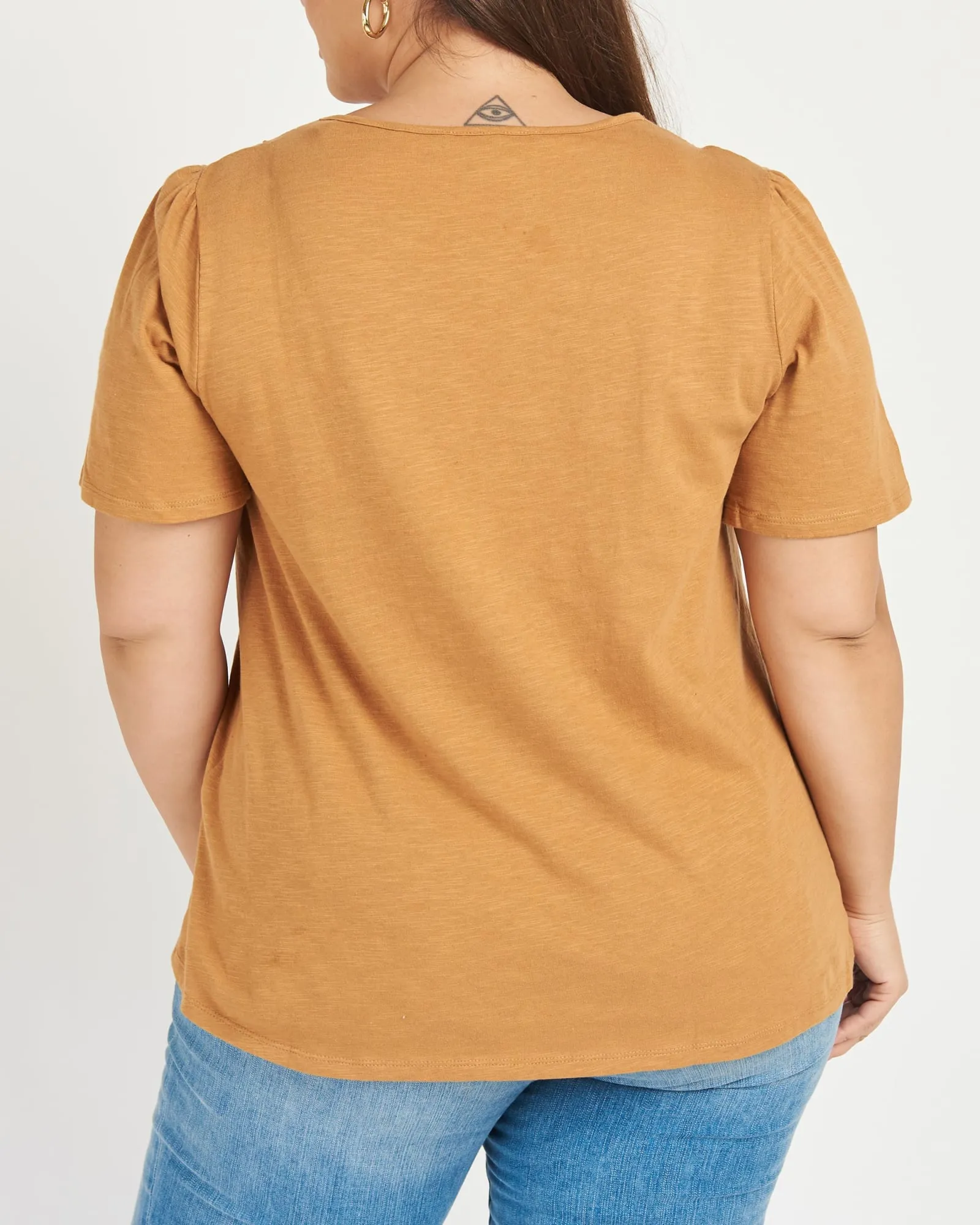 Emily Mocha Split-Neck Tee | MOCHA