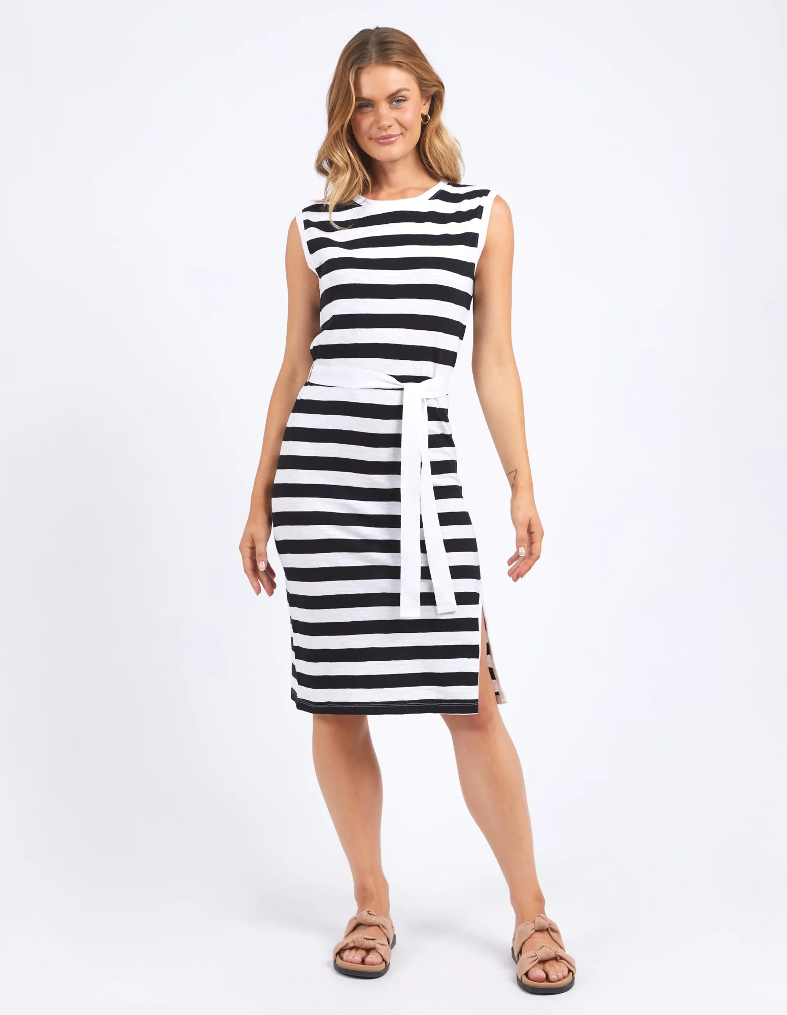 Foxwood Bondi Dress Stripe Black & White Stripe