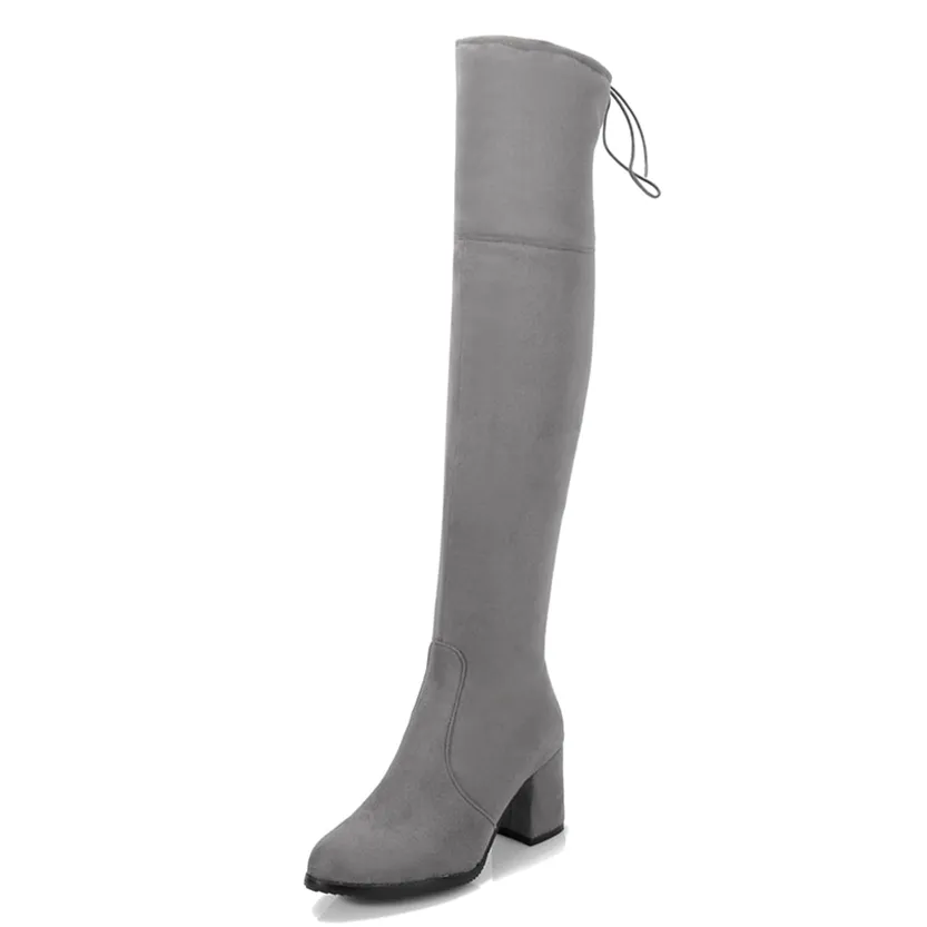 Funki Buys | Boots | Women's Thigh High Square Mid Heel Boots