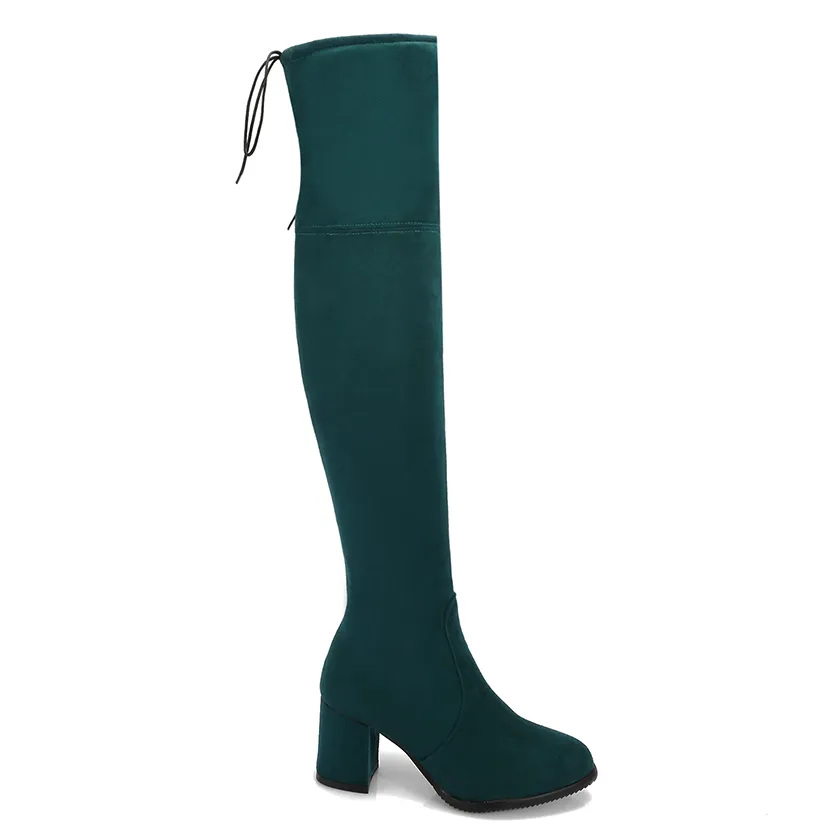 Funki Buys | Boots | Women's Thigh High Square Mid Heel Boots