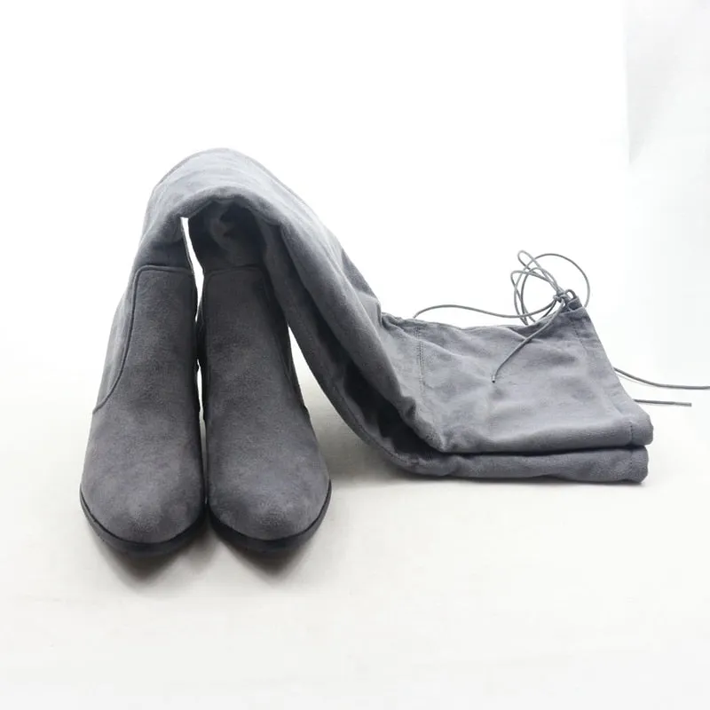 Funki Buys | Boots | Women's Thigh High Square Mid Heel Boots