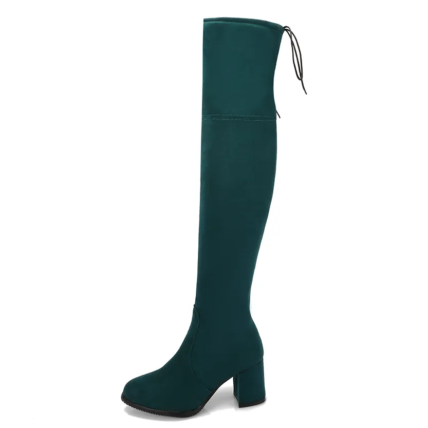 Funki Buys | Boots | Women's Thigh High Square Mid Heel Boots