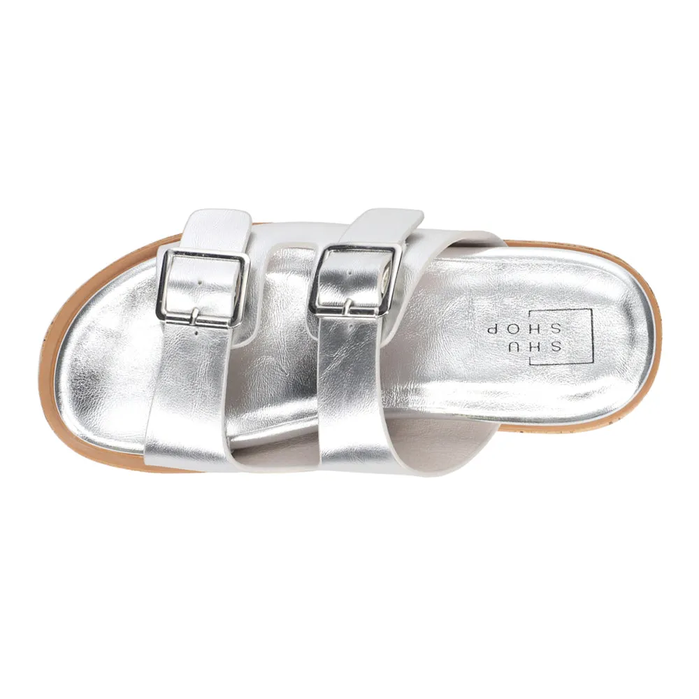 Lucinda Metallic Platform Slide Sandals