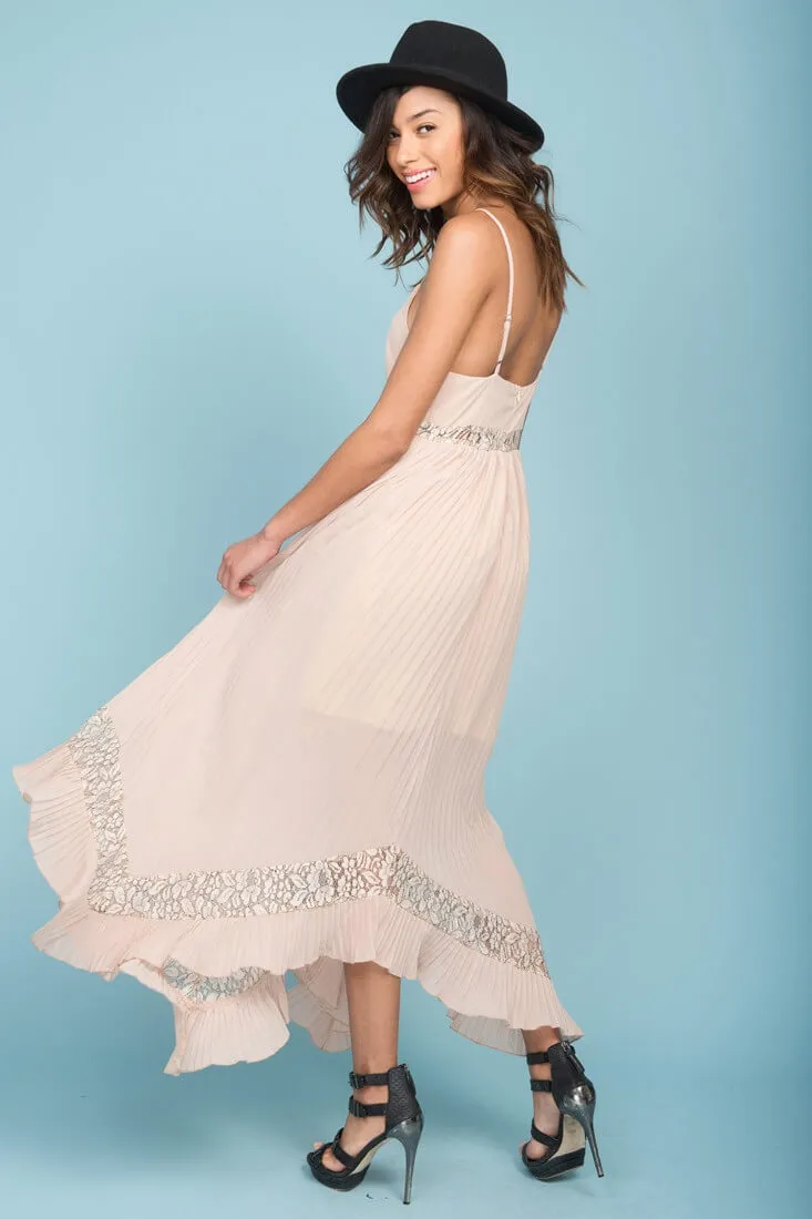 Luna Ruffled Maxi Dress Beige