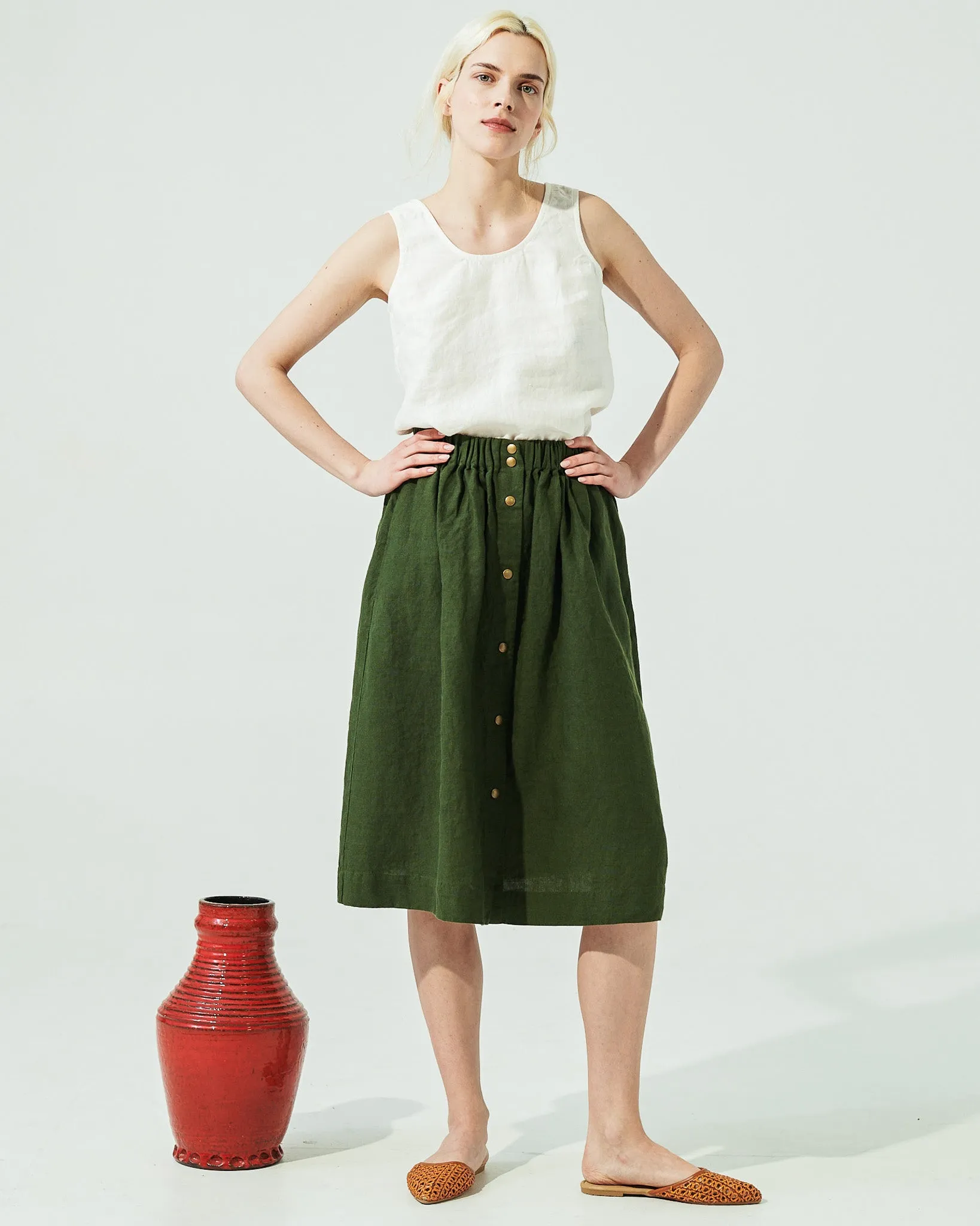 MARSEILLE linen front snap skirt (SS24)