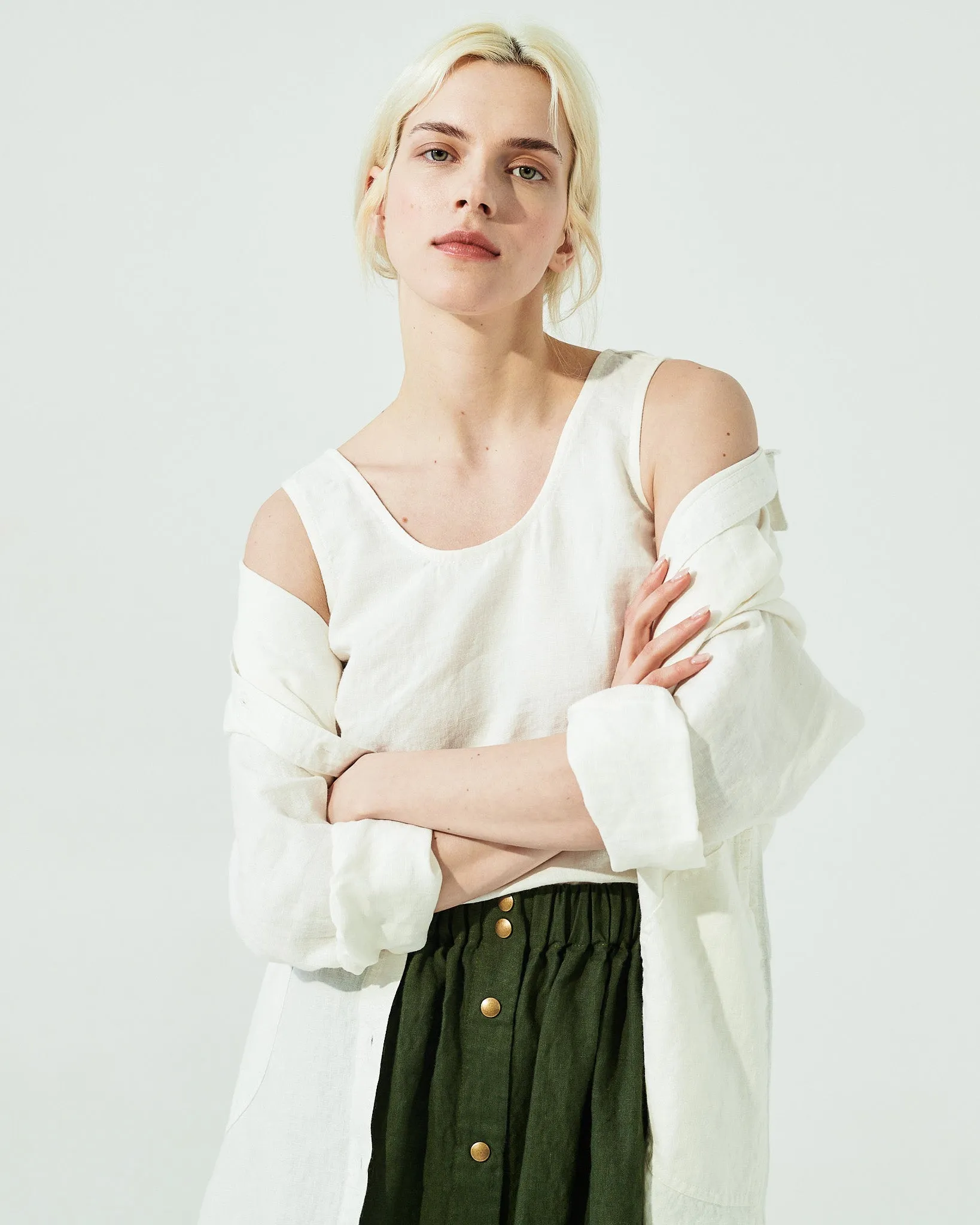 MARSEILLE linen front snap skirt (SS24)