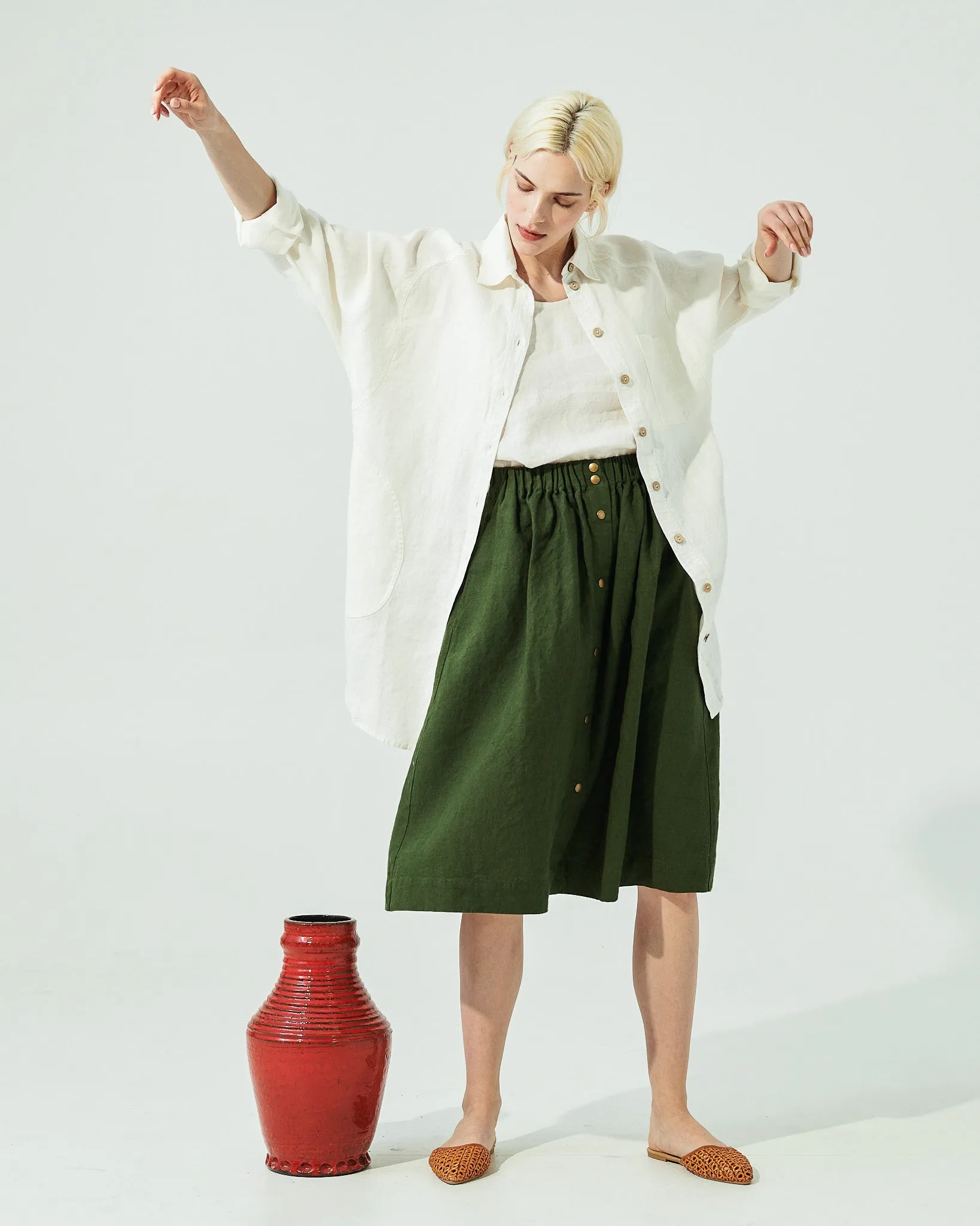 MARSEILLE linen front snap skirt (SS24)