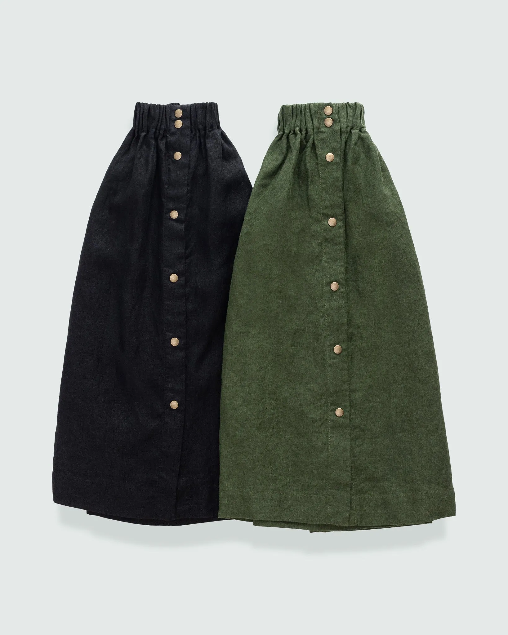 MARSEILLE linen front snap skirt (SS24)