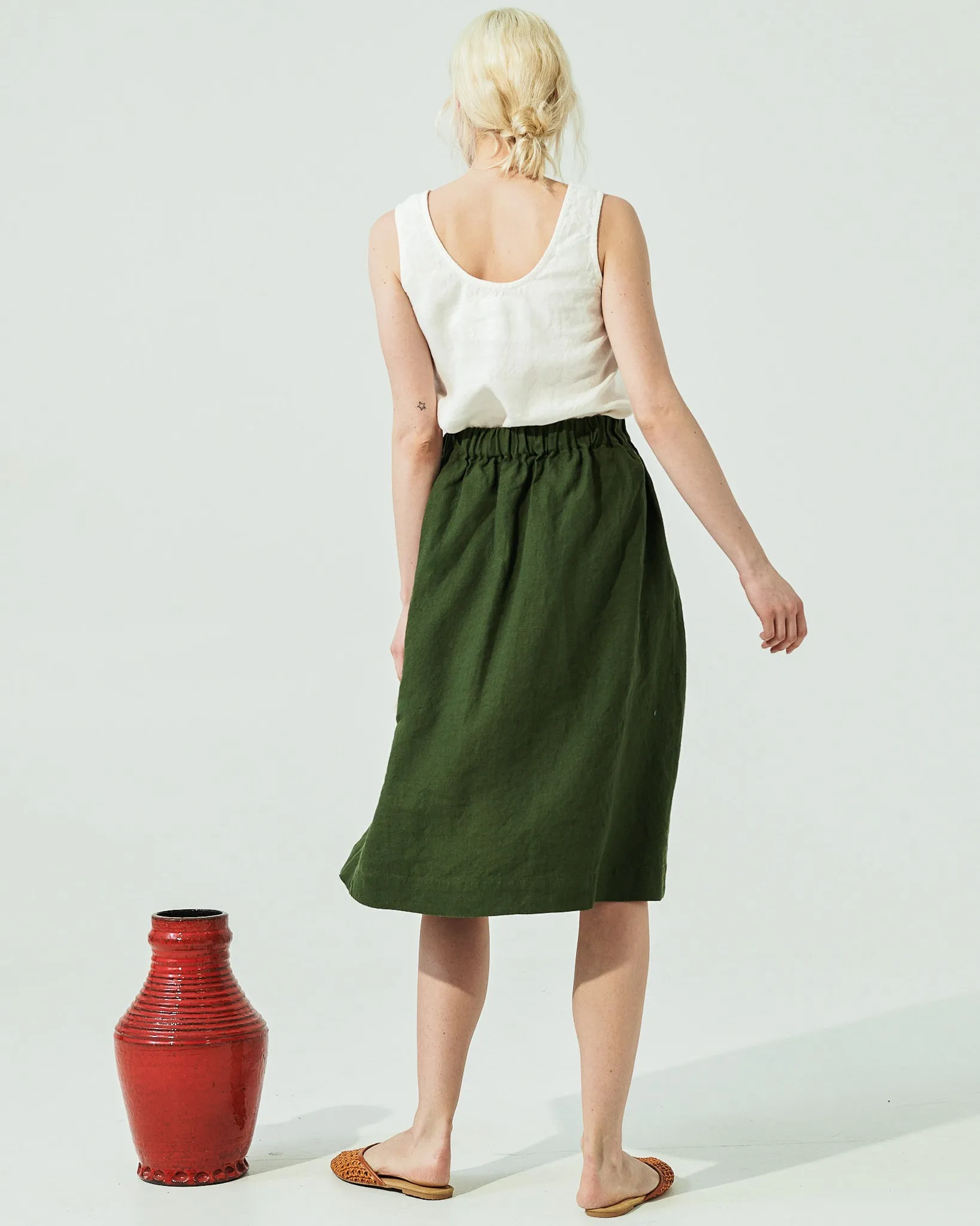 MARSEILLE linen front snap skirt (SS24)