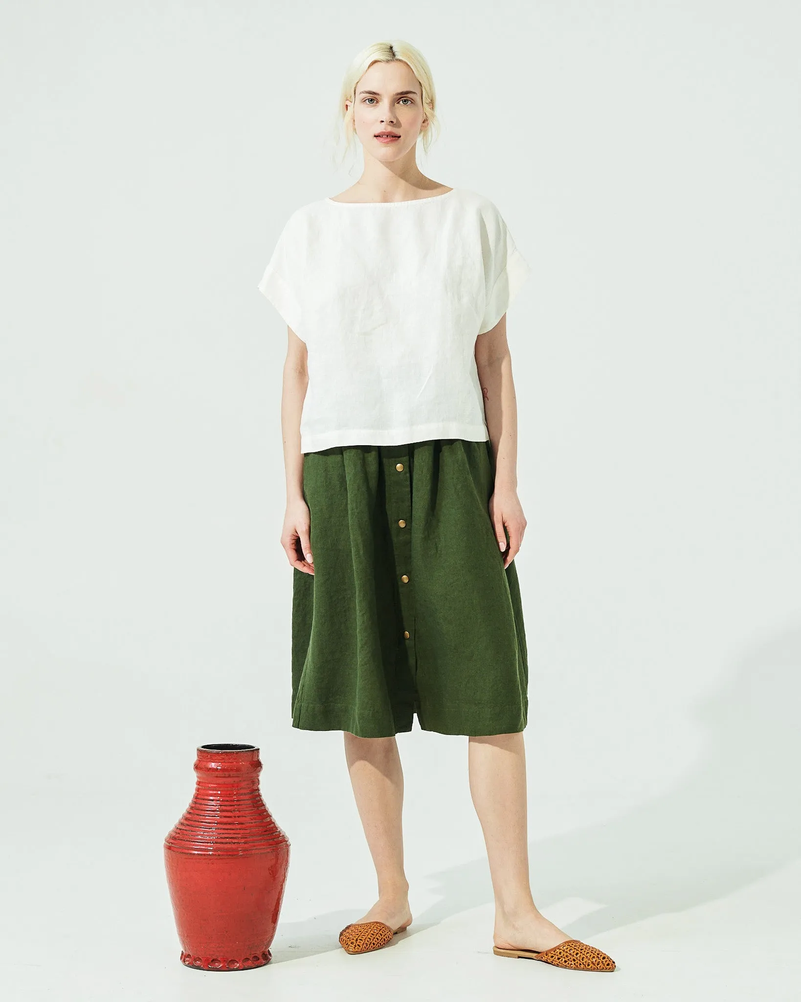 MARSEILLE linen front snap skirt (SS24)