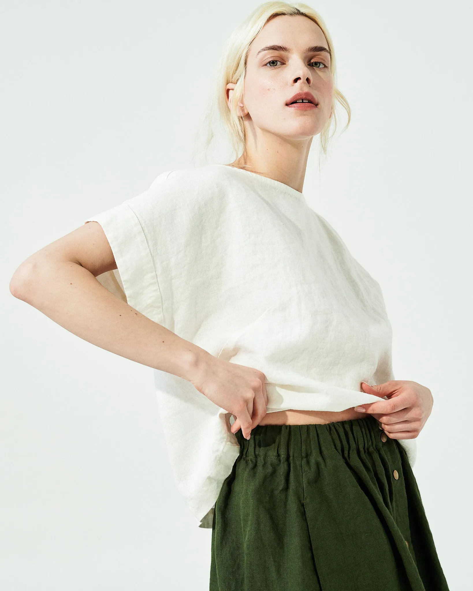 MARSEILLE linen front snap skirt (SS24)