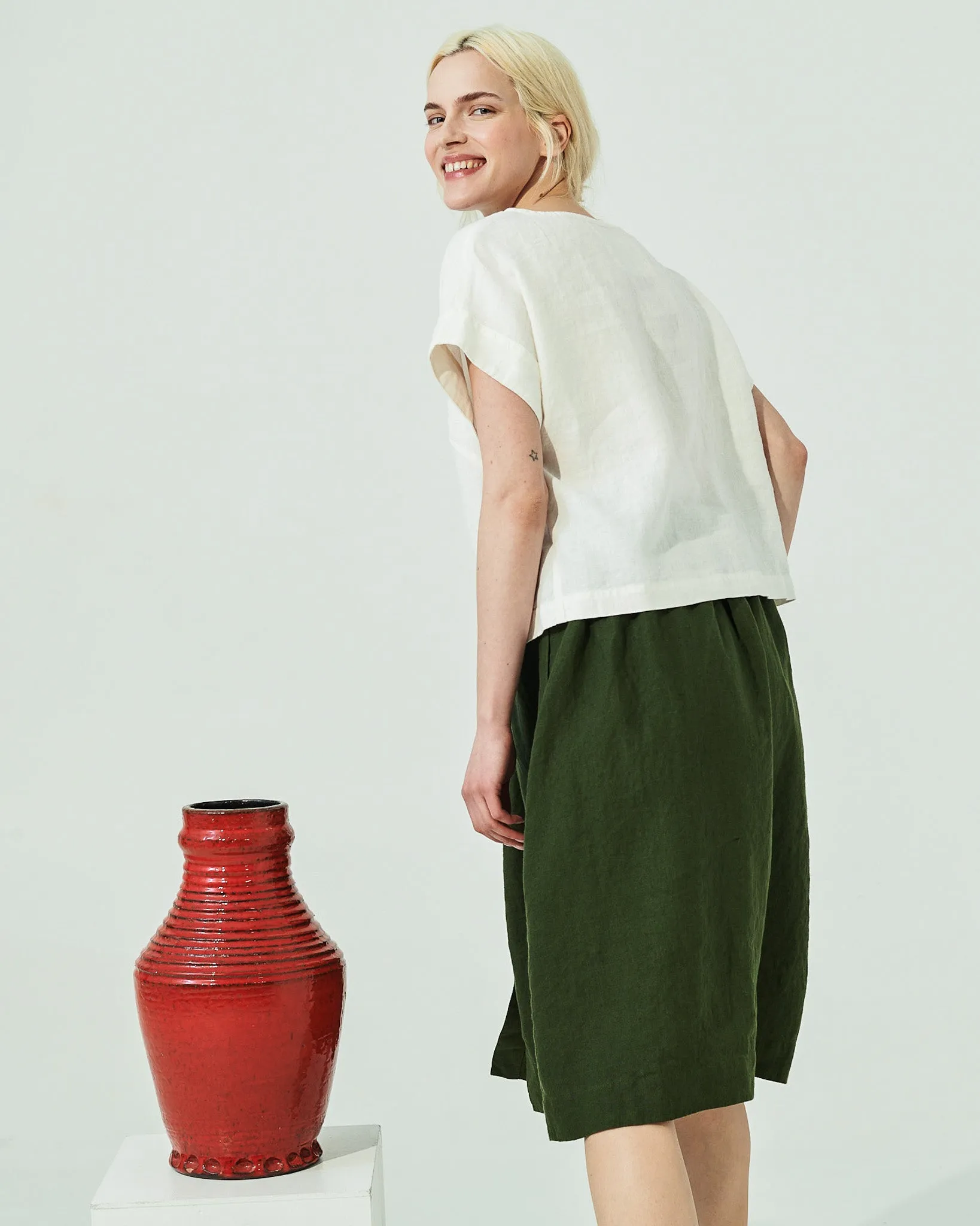 MARSEILLE linen front snap skirt (SS24)