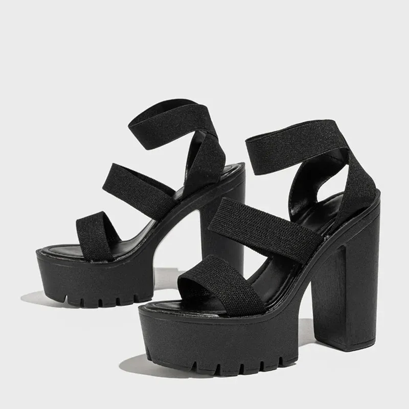 Punk Style elastic Chunky platform High Heels