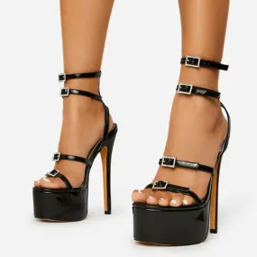 Runway Style buckle detail High Heel sandals