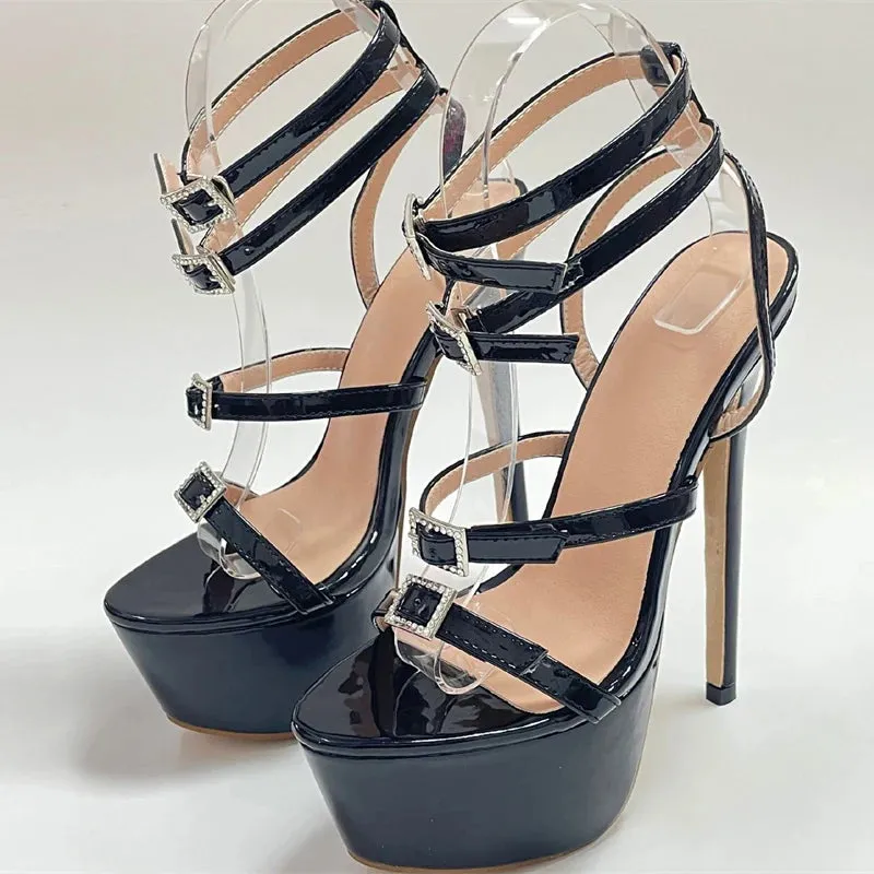 Runway Style buckle detail High Heel sandals