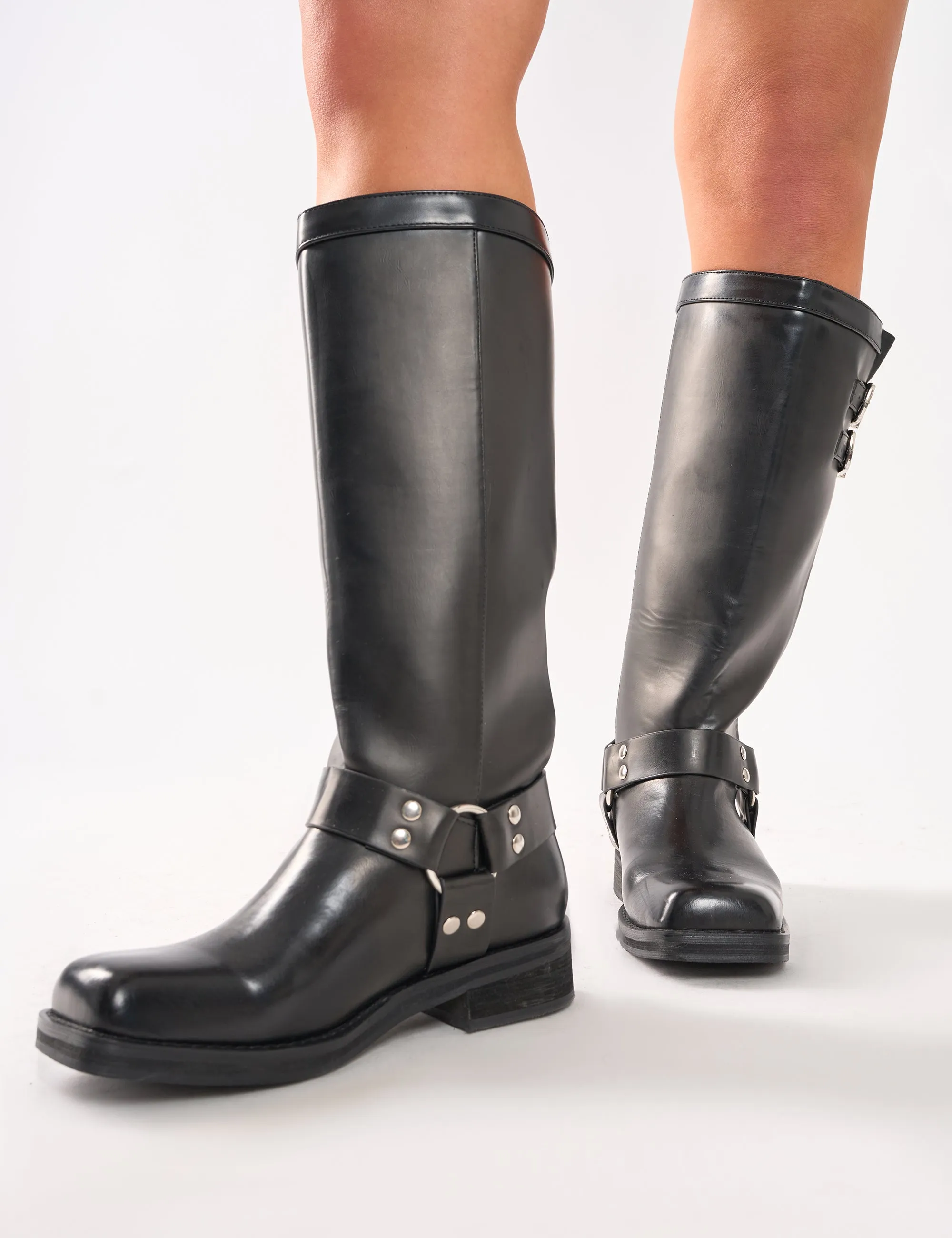 Sirius Black Vintage Buckle Knee Hight Flat Boots