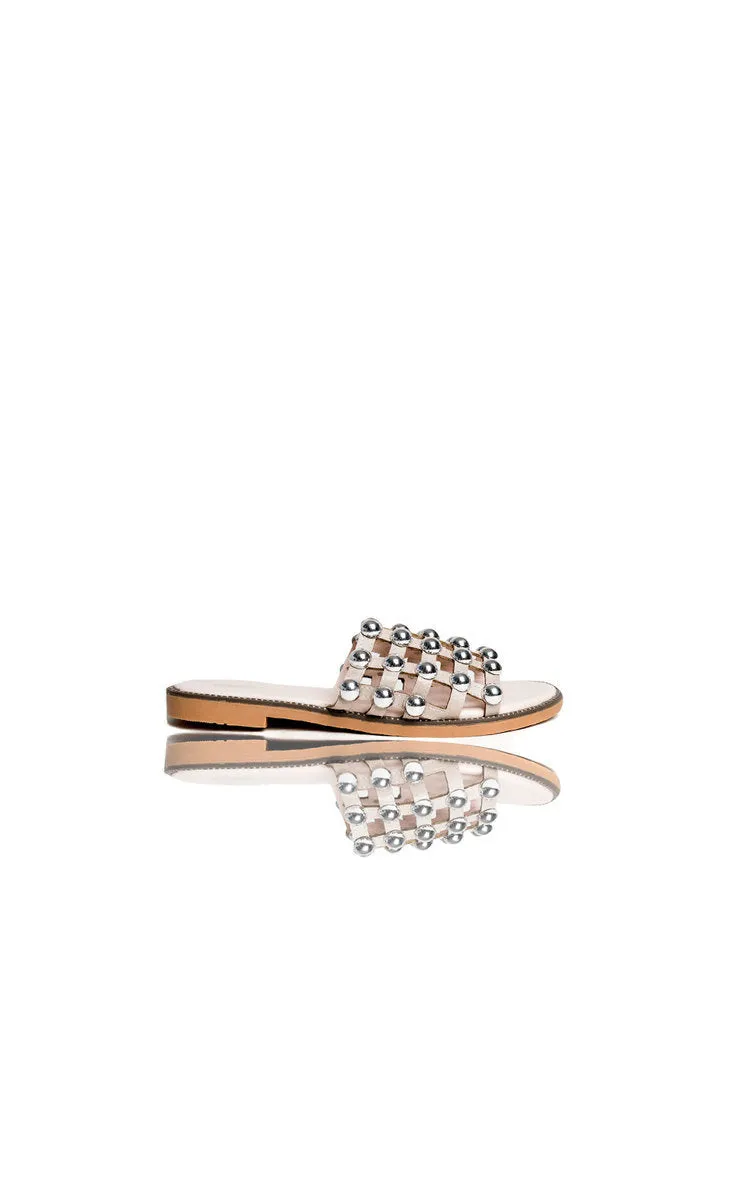 Studded Caged Open Toe Sliders