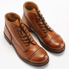 Trend4us Men’s Handmade Heritage Cap-Toe Leather Boots