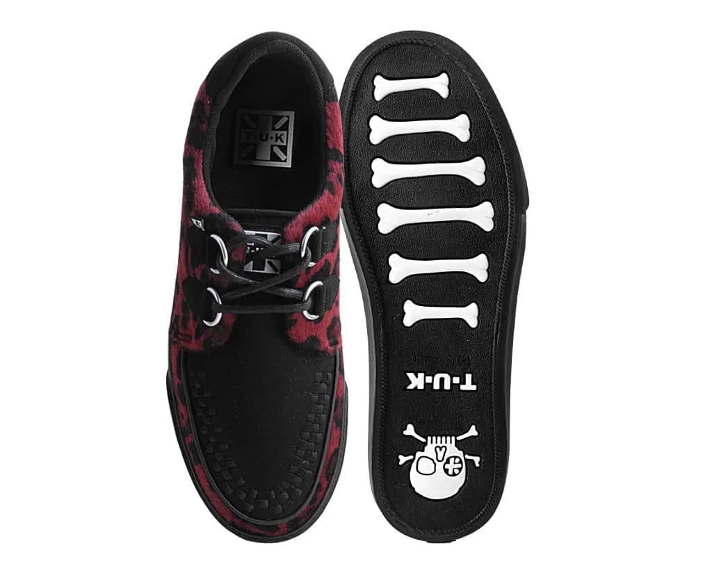 TUK Black & Burgundy Leopard Sneaker Creeper A9947