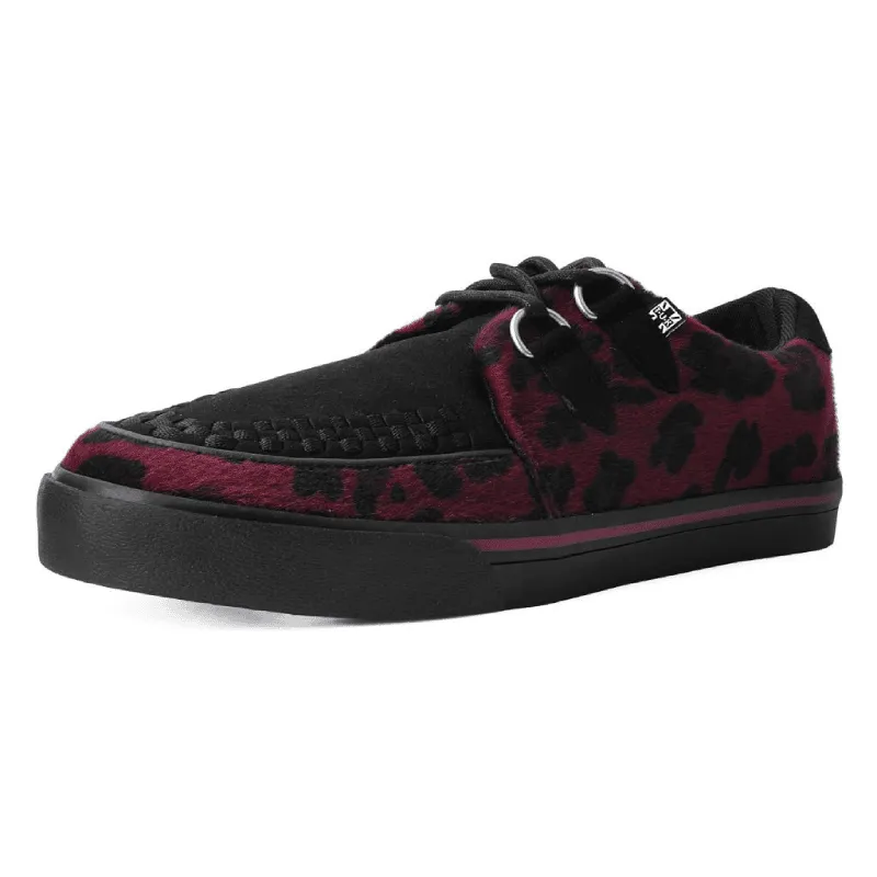 TUK Black & Burgundy Leopard Sneaker Creeper A9947