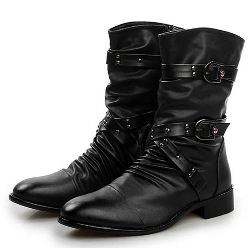 West Louis™ Punk Rock Biker Leather Boots