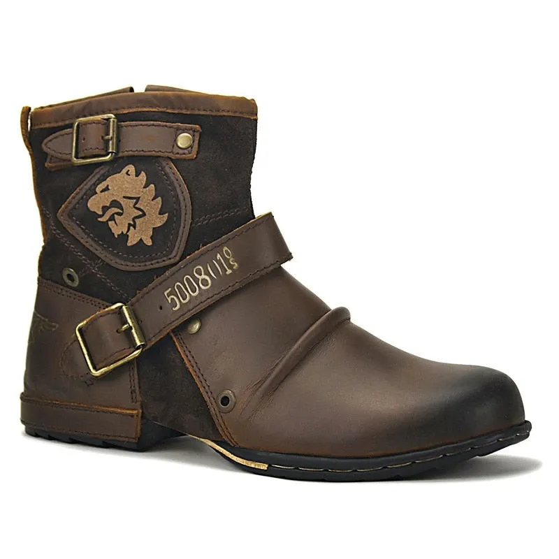 West Louis™ Western Cowboy Buckle Ankle Martin Boots