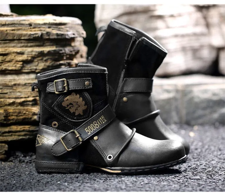 West Louis™ Western Cowboy Buckle Ankle Martin Boots