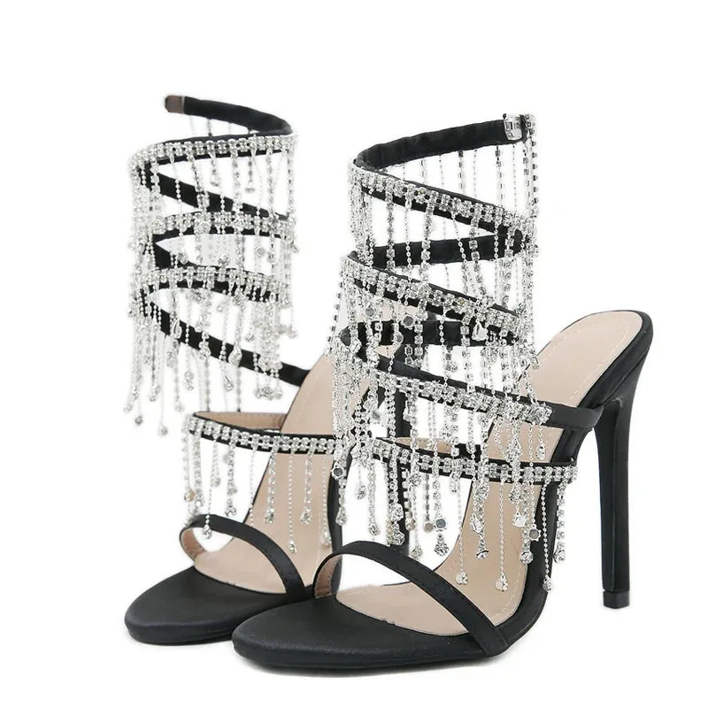 Women Sexy diamante Straps High Heel sandals