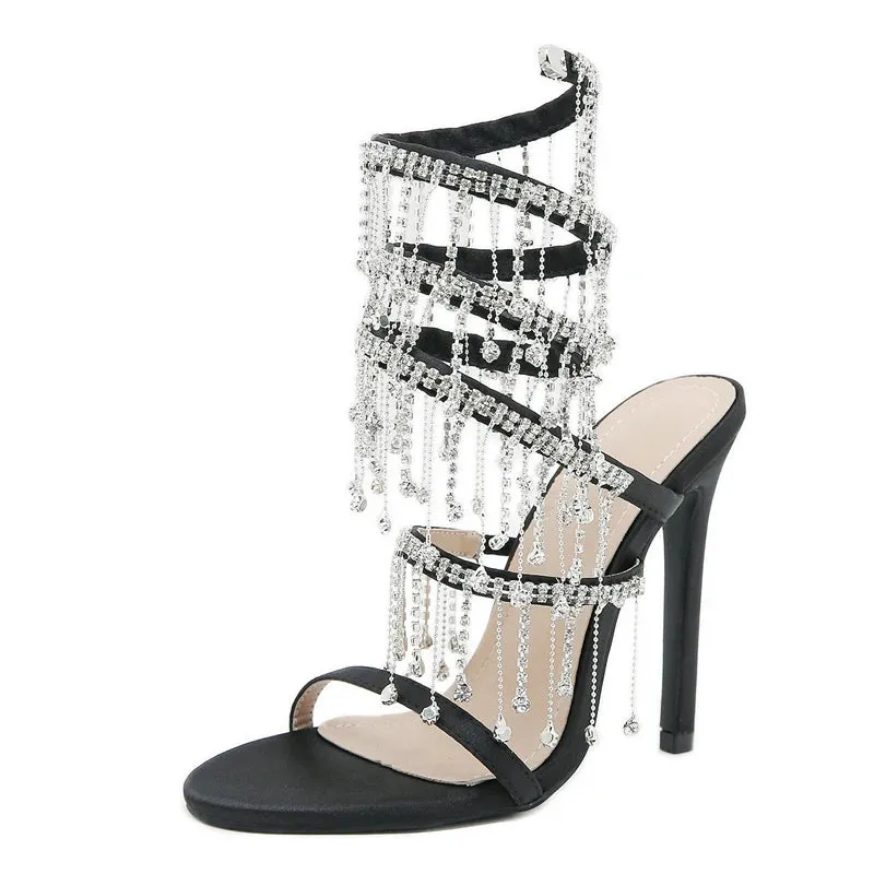 Women Sexy diamante Straps High Heel sandals