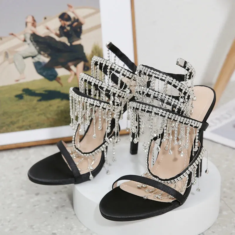 Women Sexy diamante Straps High Heel sandals