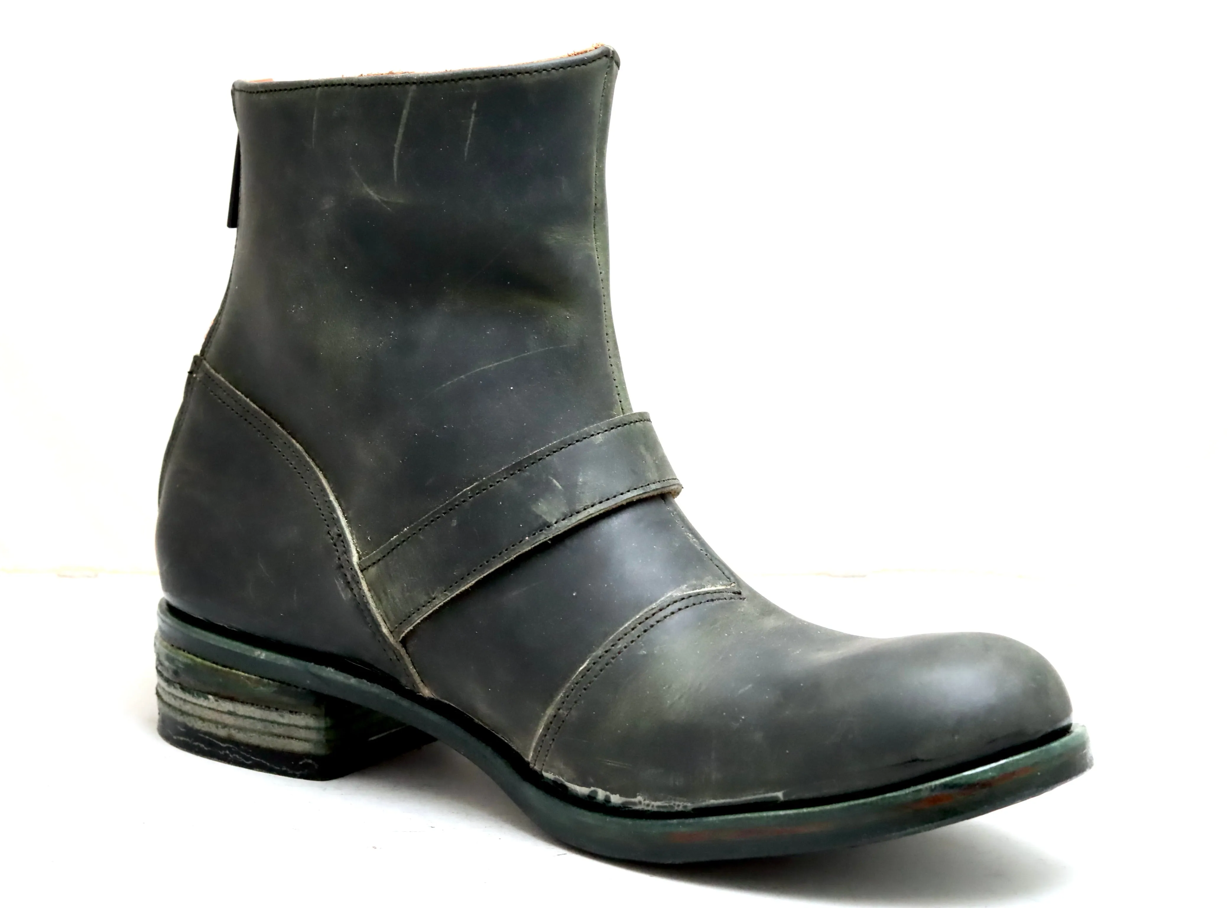 Zip Back Boot  | waxy calf  |  petrolio