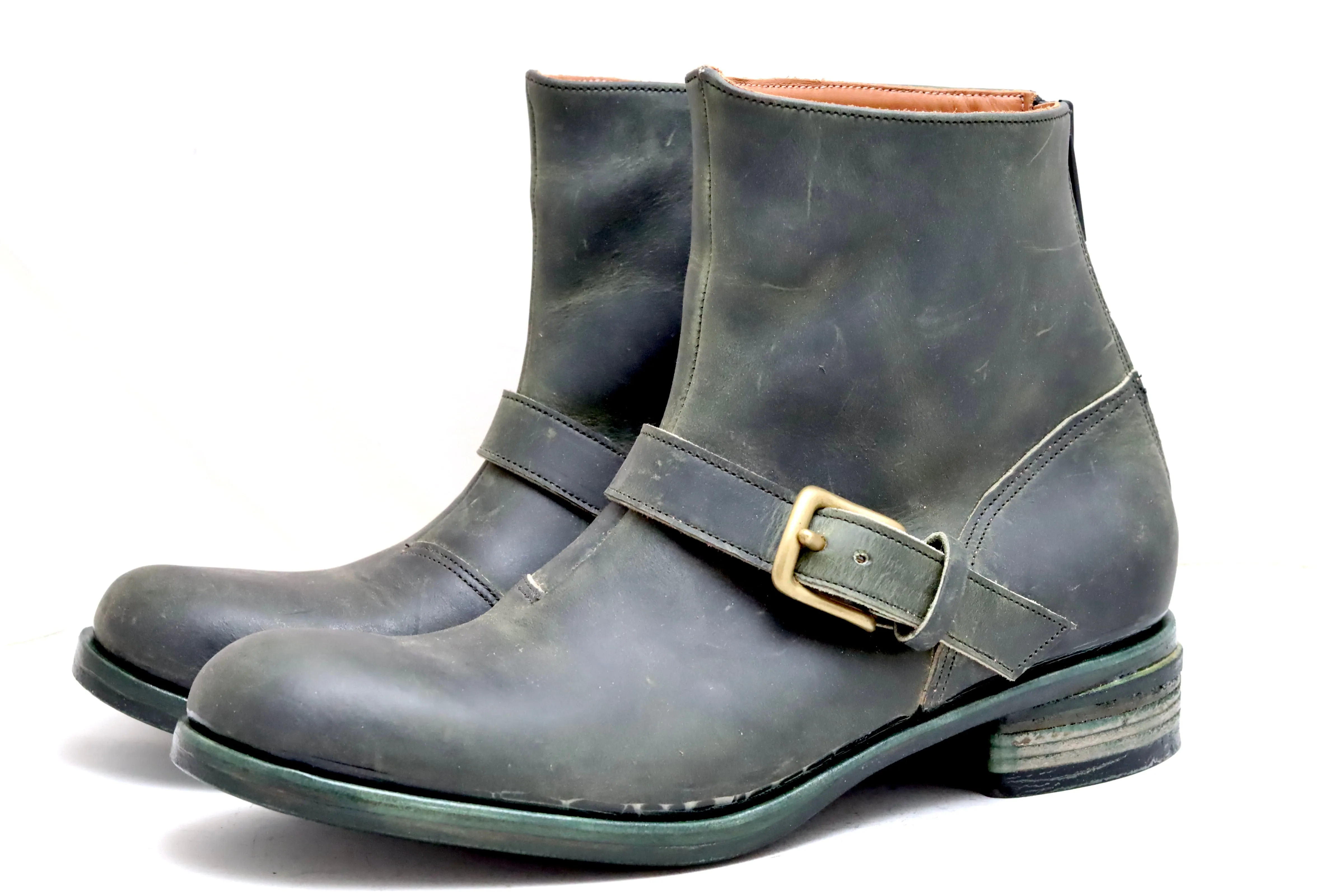 Zip Back Boot  | waxy calf  |  petrolio